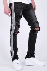 BLKWASH JEANs GREY STRIP